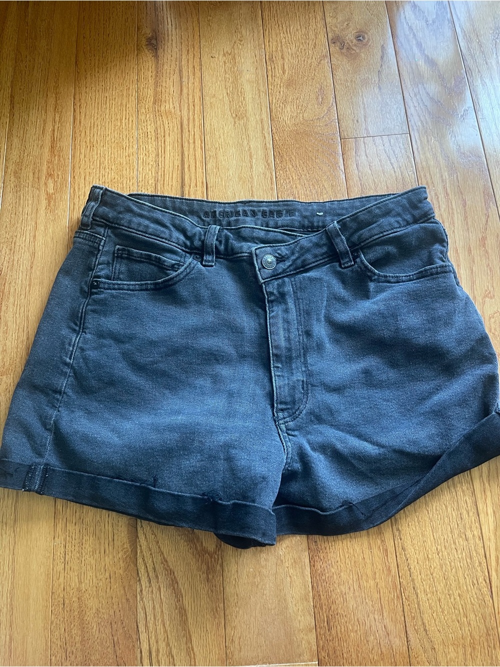 American Eagle Outfitters Black Denim Shorts highest rise mom shorts size 12